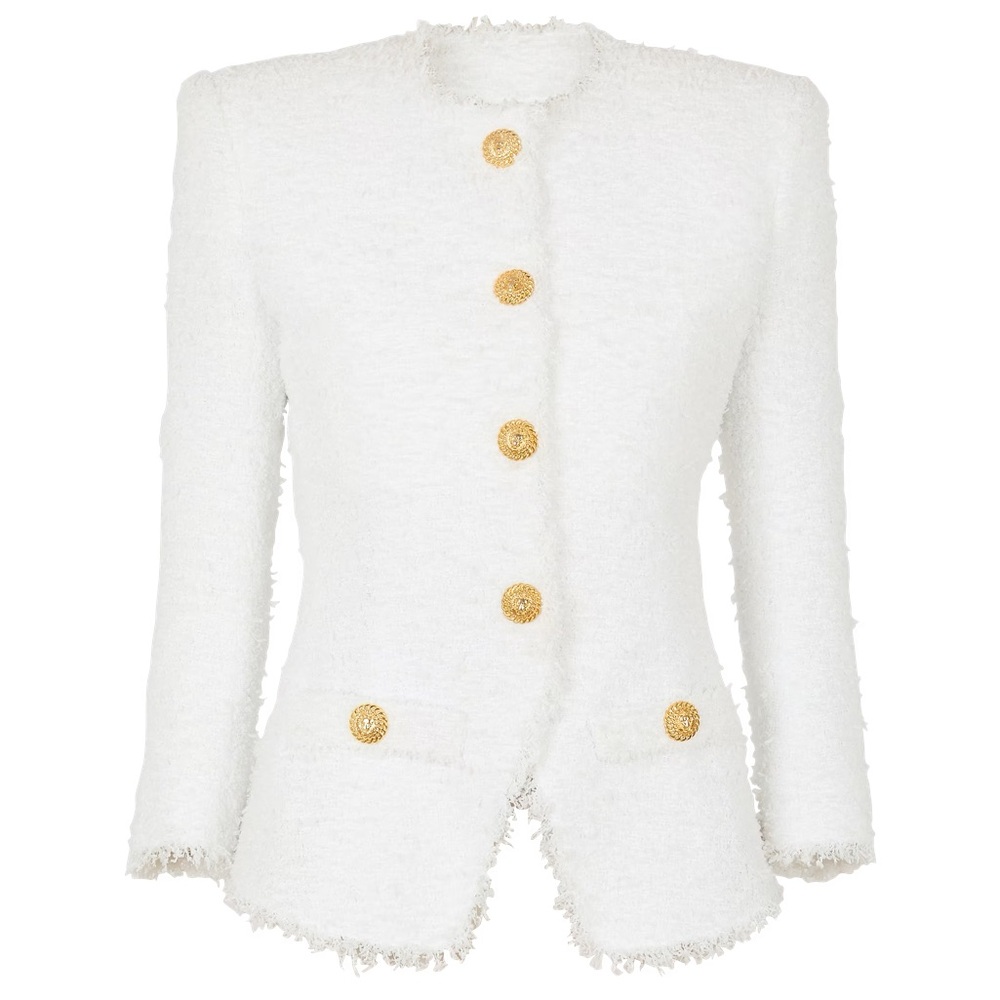 NWT Walter Baker Balmain Styled White Tweed Cropped Jacket